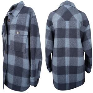 Isabel Marant Étoile Harveli Midnight Blue Oversized Wool Plaid Shacket Coat XS